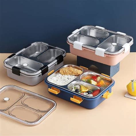 3 compartment lunch box steel|leak free containers for lunch.